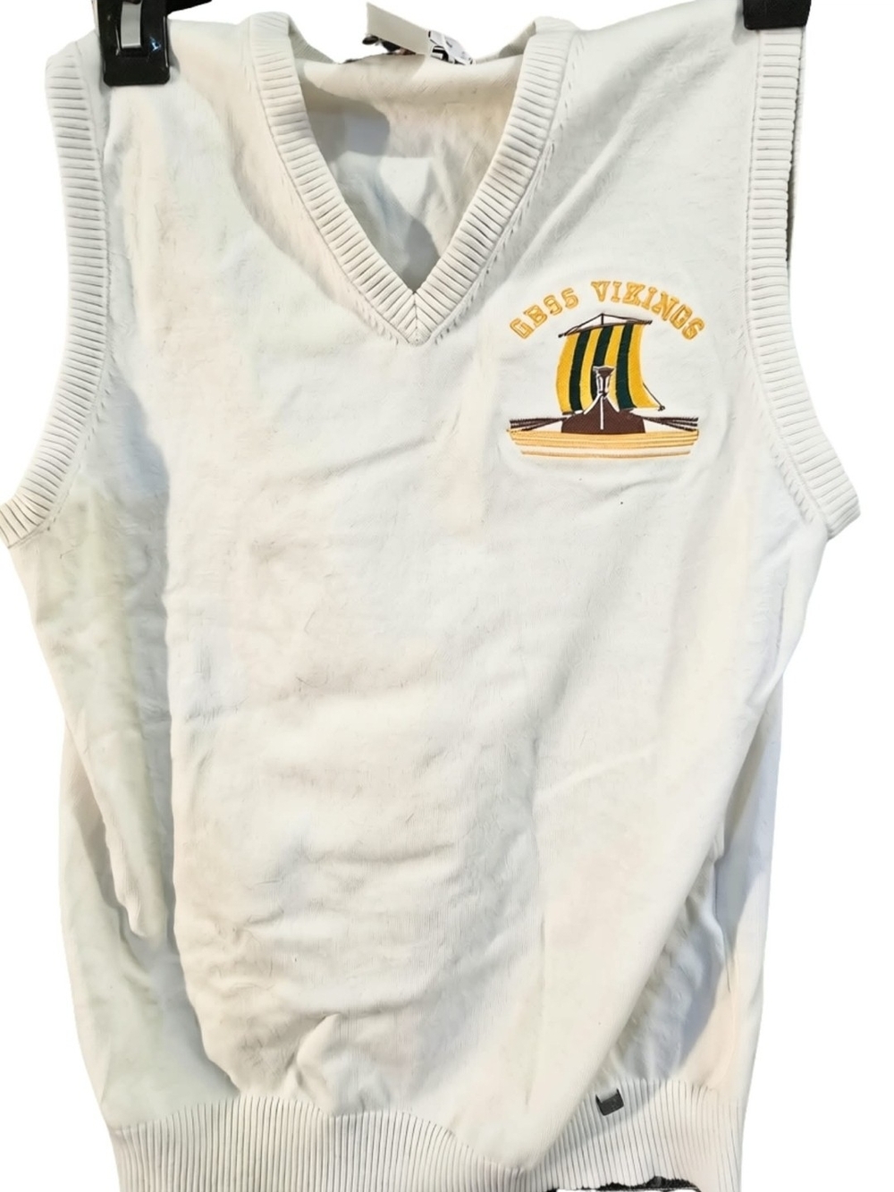 Unbranded White V-Neck  Sweater Vest with Vikings Embroidery